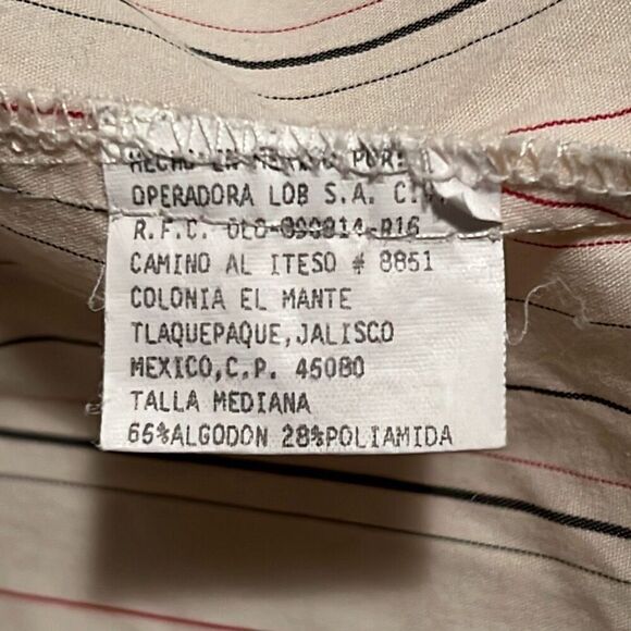 LOB Collection Women's Cream Long Sleeve Striped Wrap Blouse Size Medium - Picture 9 of 10